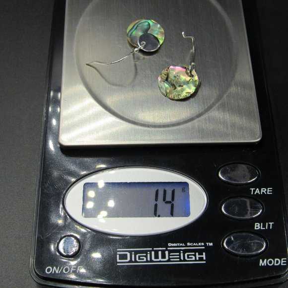 Sterling Silver Thin Circle Abalone Shell Earrings - Picture 5 of 5